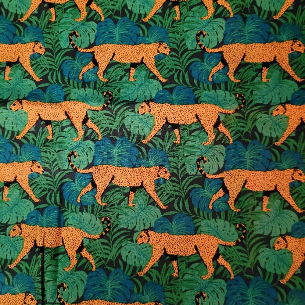 Leopards on Green Tropical Print Background 1 Yard by 44" Wide - Waverly